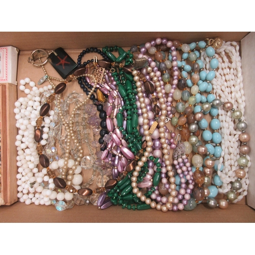 254 - Collection of costume jewellery to include beaded necklaces, white metal necklace with a large styli... 