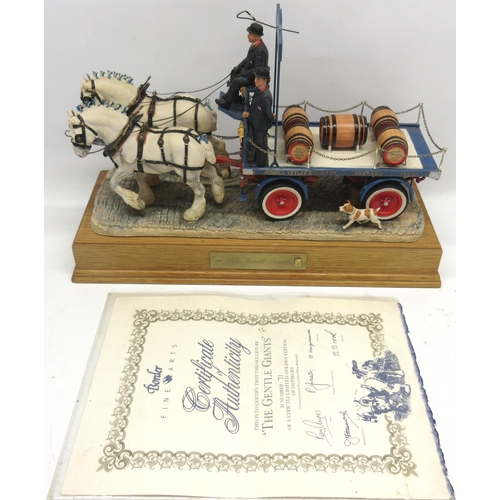 732 - Border Fine Arts, Tetley Beer cart and horses 'The Gentle Giants' with certificate, limited edition ... 