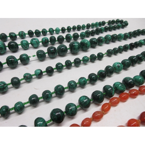 20 - Three malachite bead necklaces and an amber bead necklace (4)