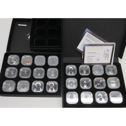 258 - Three boxes of Gem Collector gems including 18.90ct Green Amethyst, 10.20ct amethyst, 2.24ct Aquamar... 