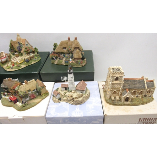 338 - Collection of nine Lilliput Lane cottages incl The Boat Yard, The Good Life, Pen Pals, Beatrix Potte... 