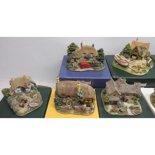 338 - Collection of nine Lilliput Lane cottages incl The Boat Yard, The Good Life, Pen Pals, Beatrix Potte... 