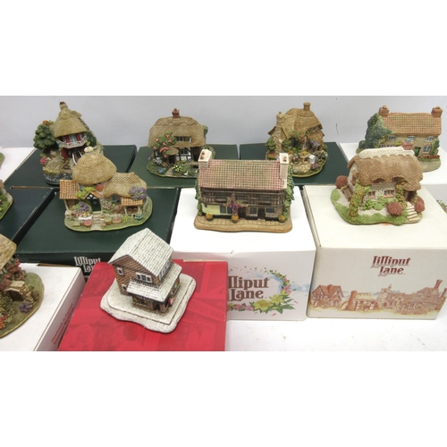 340 - Collection of thirteen Lilliput Lane cottages incl, Little Water Mill, Sail Away, Lakeland View, Gre... 