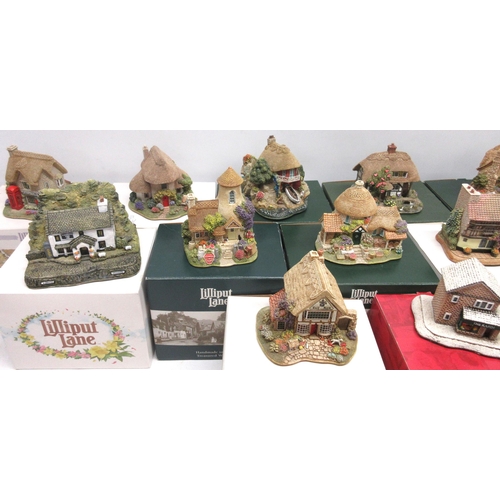 340 - Collection of thirteen Lilliput Lane cottages incl, Little Water Mill, Sail Away, Lakeland View, Gre... 