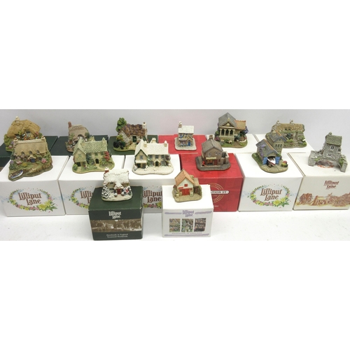 341 - Collection of fourteen Lilliput lane cottages incl, Ferry Cottage, Old Lifeboat Station Looe, Corona... 