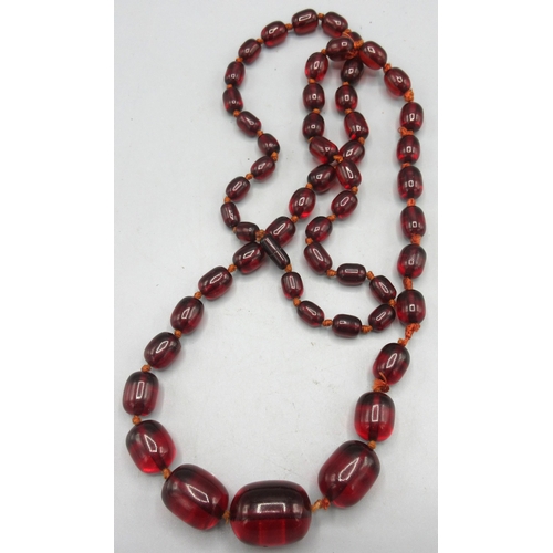 3 - Cherry amber graduated bead necklace, approx. length 97cm