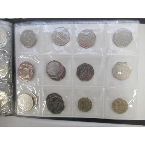 780 - Black coin folder cont. assortment of commemorative 50ps (111) £1s (2) and £2s (6) to inc. Olympics ... 