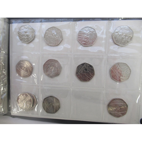 780 - Black coin folder cont. assortment of commemorative 50ps (111) £1s (2) and £2s (6) to inc. Olympics ... 