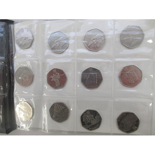 780 - Black coin folder cont. assortment of commemorative 50ps (111) £1s (2) and £2s (6) to inc. Olympics ... 