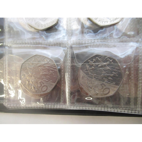 780 - Black coin folder cont. assortment of commemorative 50ps (111) £1s (2) and £2s (6) to inc. Olympics ... 