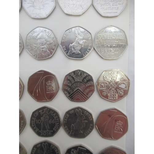 748 - Collection of 55 commemorative 50ps to inc. Diversity Built Britain, Beatrix Potter, The Tale of Pet... 