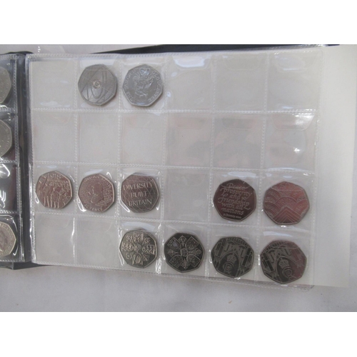 784 - Mixed collection of coins and banknotes to inc. coin album cont. 38 commemorative 50ps and 27 commem... 