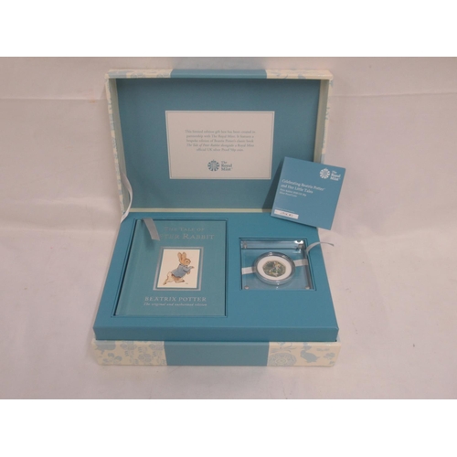 745 - The Royal Mint - The Tale of Peter Rabbit Beatrix Potter Limited Edition Silver Proof coin and book ... 