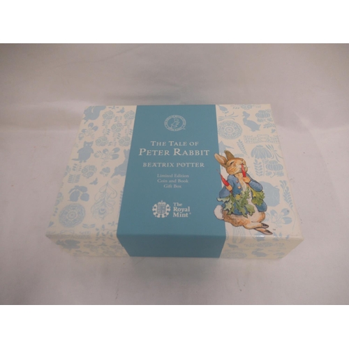 745 - The Royal Mint - The Tale of Peter Rabbit Beatrix Potter Limited Edition Silver Proof coin and book ... 