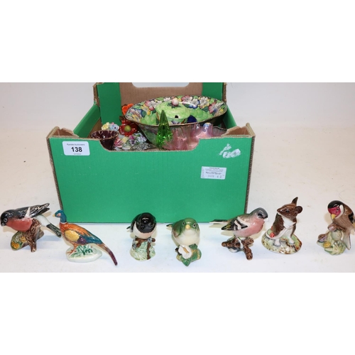 138 - Collection of Beswick birds incl Greenfinch, Bluefinch, stonechat, etc. and mixed decorative and cer... 