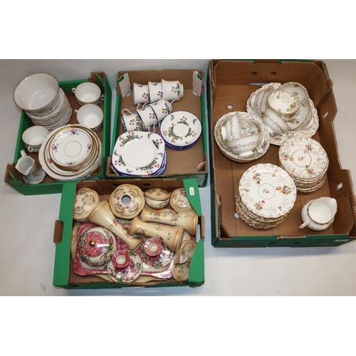 755 - Various teaware incl. Coalport, Delphine Fleurette, dressing table items, etc. (4 boxes)