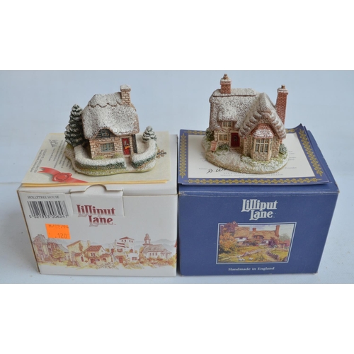 346 - Nine winter themed Lilliput Lane cottages to include The Star Inn, Chestnut Cottage, Hollytree House... 