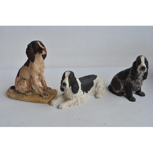 365 - Three Spaniel sculptures from Border Fine Arts (with 2 boxes) and a hardback copy of Chronicle of Th... 