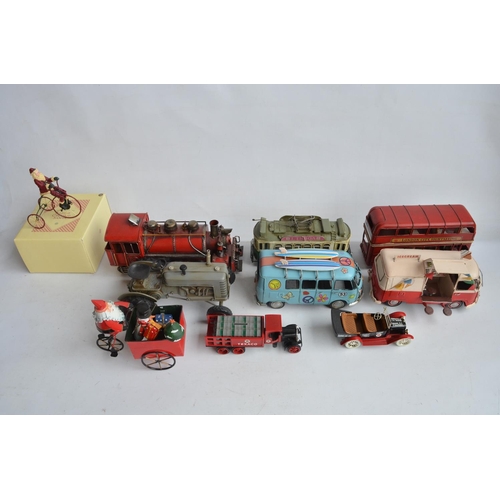 368 - Collection of steel model vehicles including 2x VW camper vans, a double decker bus, tractor etc and... 