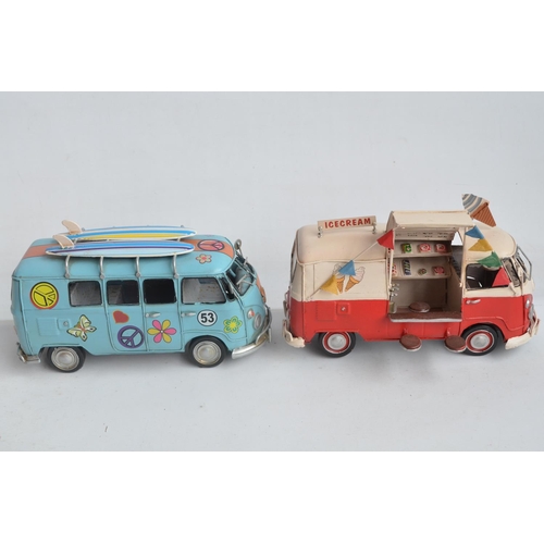 368 - Collection of steel model vehicles including 2x VW camper vans, a double decker bus, tractor etc and... 