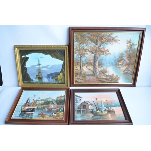 369 - Collection of framed original oil paintings and prints, largest example 70x59cm (19)