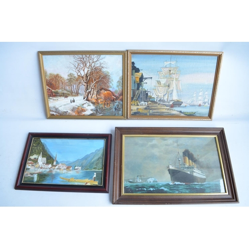 369 - Collection of framed original oil paintings and prints, largest example 70x59cm (19)