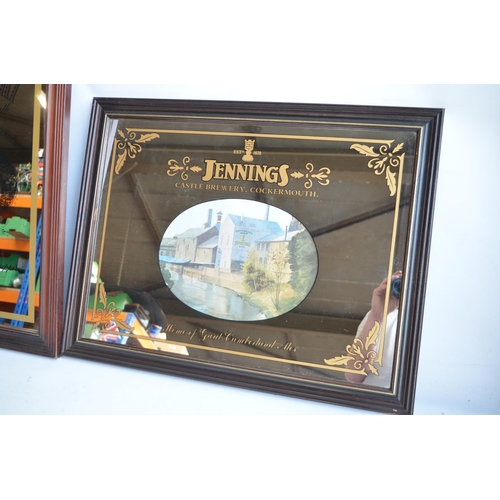 375 - Two distillery/brewing themed decorative mirrors to include Southern Comfort (61x71cm) and Jenning's... 