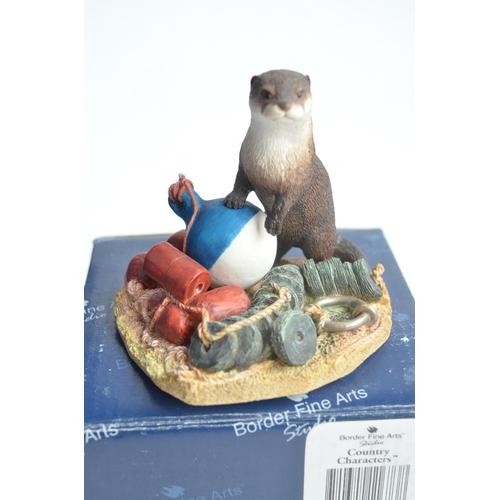 734 - Four boxed Otter sculptures from Border Fine Arts to include A1673 'Otter' (damaged/repaired, see ph... 