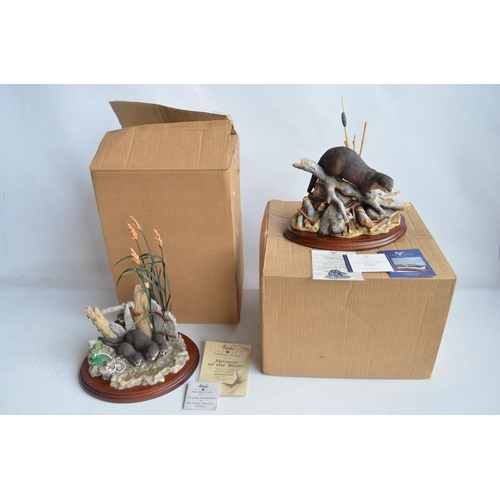 735 - Two large boxed limited edition Otter sculptures from Border Fine Arts to include B0704 'Early Morni... 