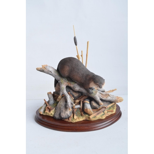 735 - Two large boxed limited edition Otter sculptures from Border Fine Arts to include B0704 'Early Morni... 