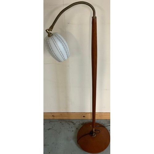 648 - Phil Daniels Collection - Mid 20th century brass plated and teak adjustable standard lamp with origi... 