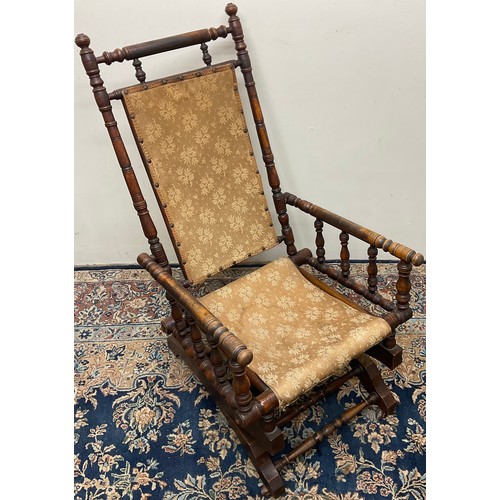 443 - Victorian American rocking chair with baluster turned detail