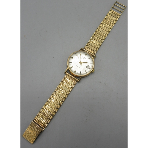 191 - Rotary 9ct gold automatic wristwatch with date on contemporary matched 9ct gold bracelet, Birmingham... 