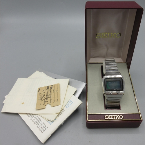 504 - Seiko LC LCD stainless steel quartz wristwatch, featured in 1977 James Bond film The Spy Who Love Me... 