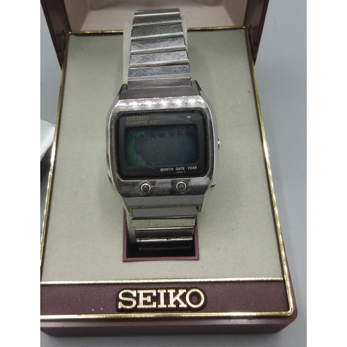 504 - Seiko LC LCD stainless steel quartz wristwatch, featured in 1977 James Bond film The Spy Who Love Me... 