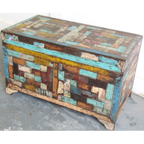 460 - Indian painted chest / blanket box, W72cm, H43cm