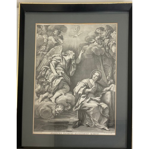 425 - 18th century  monochrome engraving 'The Annunciation' by R. V. Auden-Aerd, 45cm x 32cm