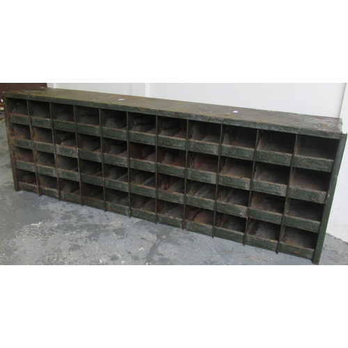 471 - Metal pigeon hole storage shelf unit, W290cm