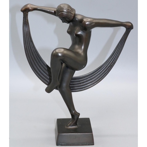 174 - Modern bronzed metal figure of an Art Deco dancer, H25cm