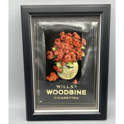 235 - Framed advertising card for Wills's Woodbine Cigarettes, A/F