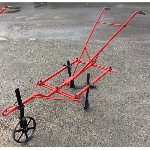 821 - Single wheel dbl blade cultivator in red and black painted finish