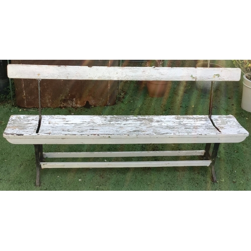 816 - Early 20th century cast iron tram bench with reversible back rest made by T. Blezard & Sons Ltd leng... 