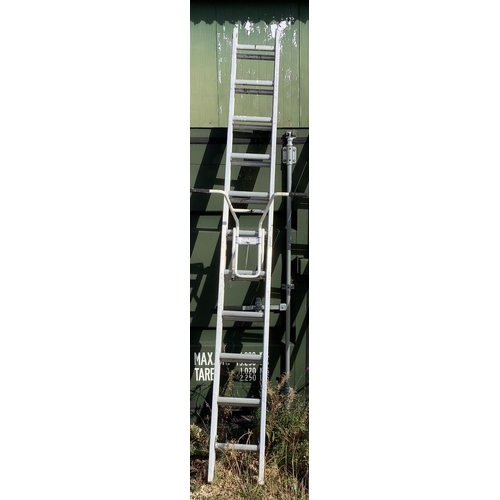 814 - Harrow aluminium double extension ladder equipped with clima ladder stay extends to 5.56M