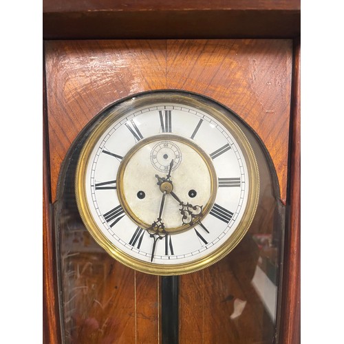 689 - Comitti of London mahogany cased wall clock with three train half hour chiming movement, with instru... 