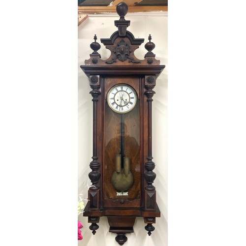 689 - Comitti of London mahogany cased wall clock with three train half hour chiming movement, with instru... 