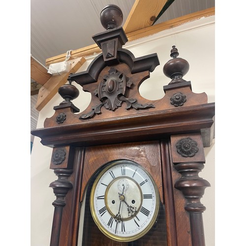 689 - Comitti of London mahogany cased wall clock with three train half hour chiming movement, with instru... 