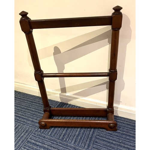 833 - Victorian mahogany towel rail or stick stand, W62cm H91cm