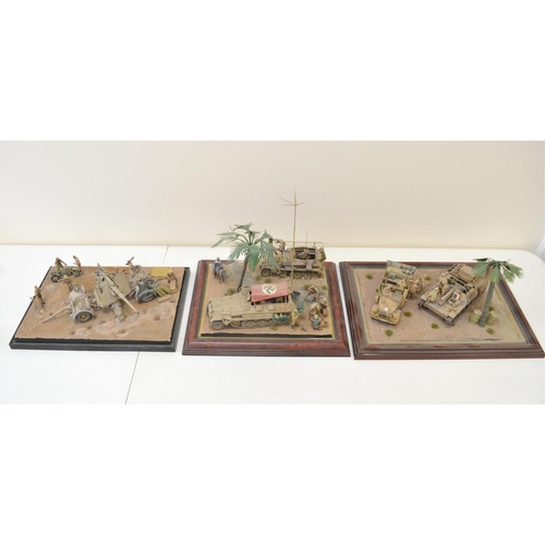 1304 - Three highly detailed and very well constructed 1/35 scale plastic model WWII dioramas depicting Ger... 