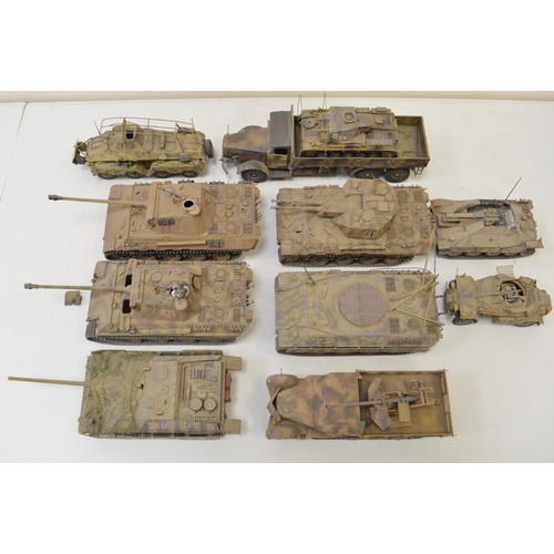 1315 - Ten highly detailed and very well constructed built 1/35 scale German Army WWII armour plastic model... 