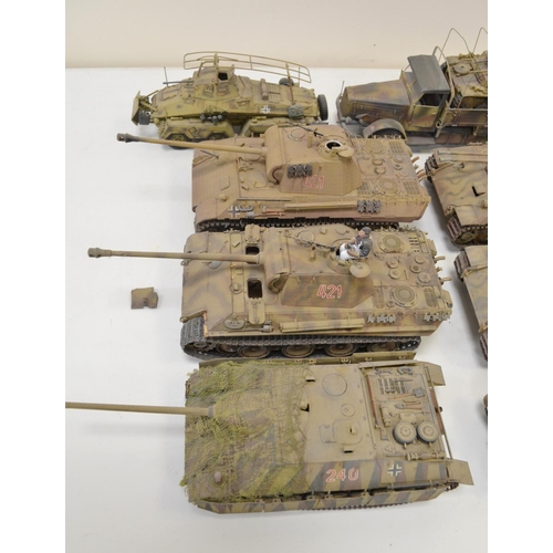 1315 - Ten highly detailed and very well constructed built 1/35 scale German Army WWII armour plastic model... 